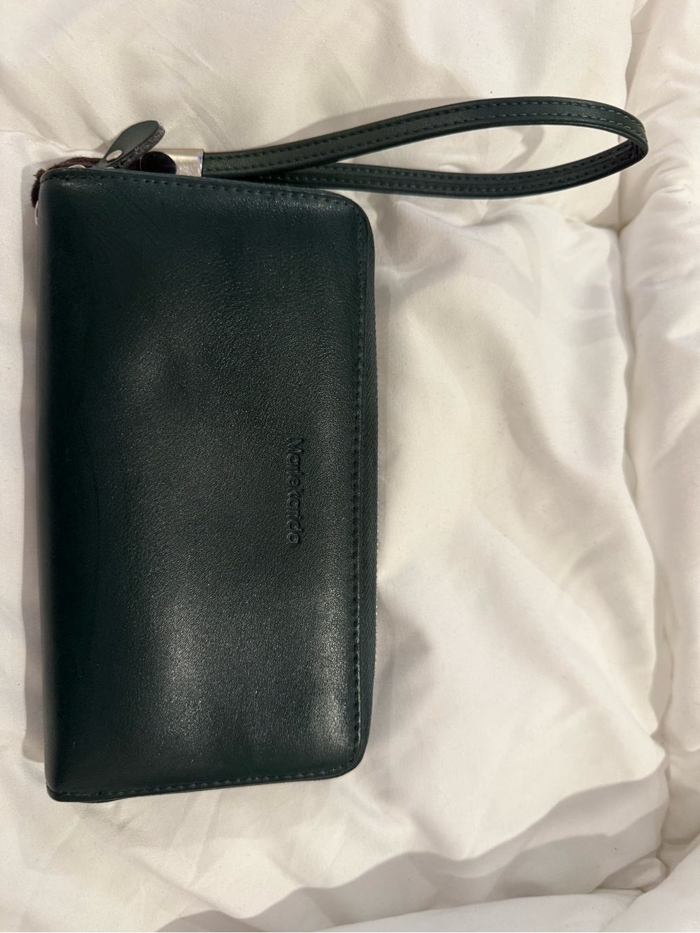 Nero Giardini Dark Green Leather Wristlet Wallet